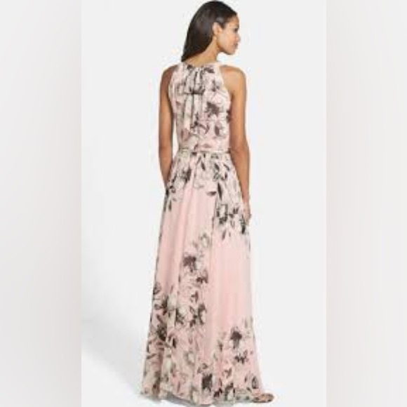 Eliza J Pink Floral Halter Maxi Dress Size 4 - Picture 2 of 8
